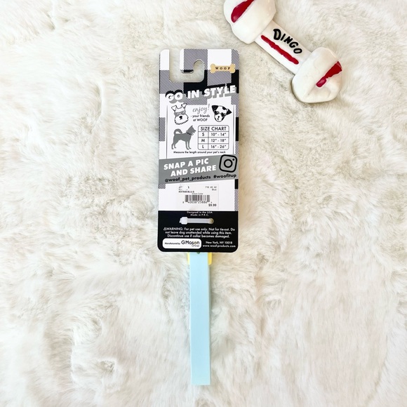 🐶New with tag STYLISH BABY BLUE with YELLOW SILICONE DOG COLLAR SZ SMALL 10-14” - Picture 2 of 4